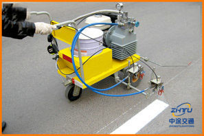 Hand-pushed cold paint road marking machine